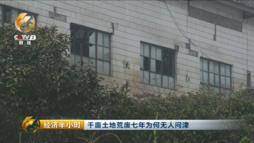 墙面凋落的瓷砖和厂房破损的窗子，显示出这家企业如今的败落。
